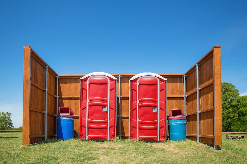 Short-term porta potty units staged for delivery in Medford, Oregon